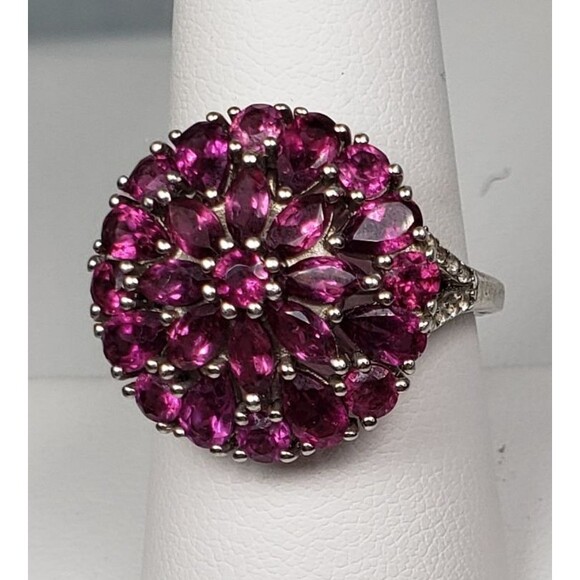 DJoy Signed 925 Sterling Silver Purplish Pink Rhodolite Garnet Ring Size 8.25 - Picture 5 of 16
